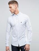 Asos Skinny Stripe Shirt With Logo In Blue - Blue
