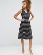 Poppy Lux Sicily Stripe Midi Dress - Navy