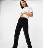 Asos Design Tall Mid-rise '90s Straight Leg Jeans In Black Velvet