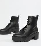 Asos Design Wide Fit Raider Chunky Lace Up Boots-black