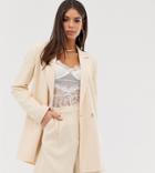 Asos Design Tall Linen Suit Blazer In Buttermilk - Yellow