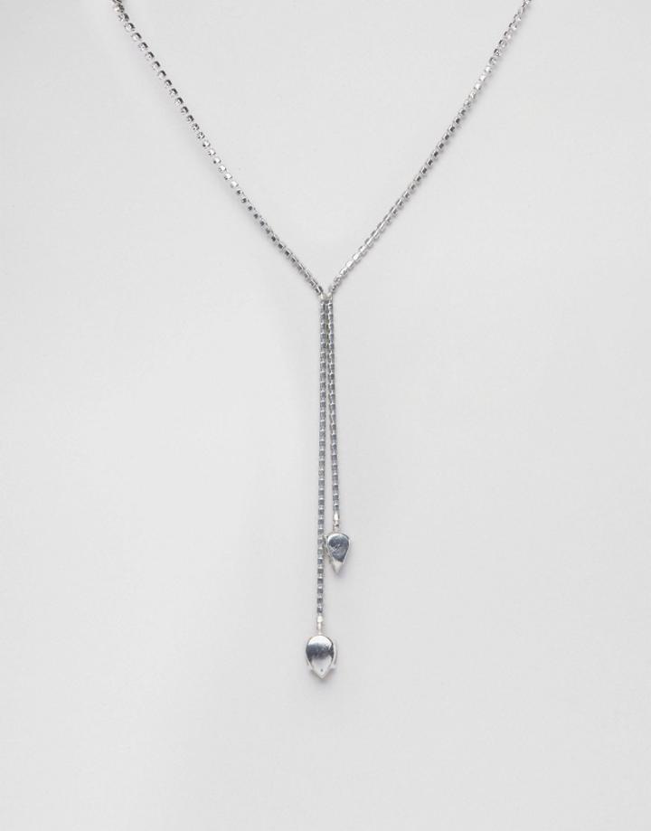Krystal London Swarovski Crystal Double Drop Necklace - Silver