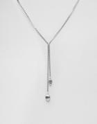 Krystal London Swarovski Crystal Double Drop Necklace - Silver