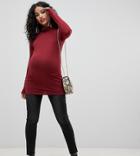 Bandia Maternity Over The Bump Ankle Graser Skinny Jean With Raw Hem And Removable Bump Band - Black