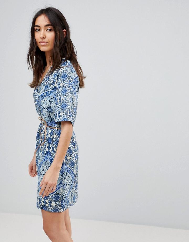 Vero Moda Printed Dress With Belt - Multi