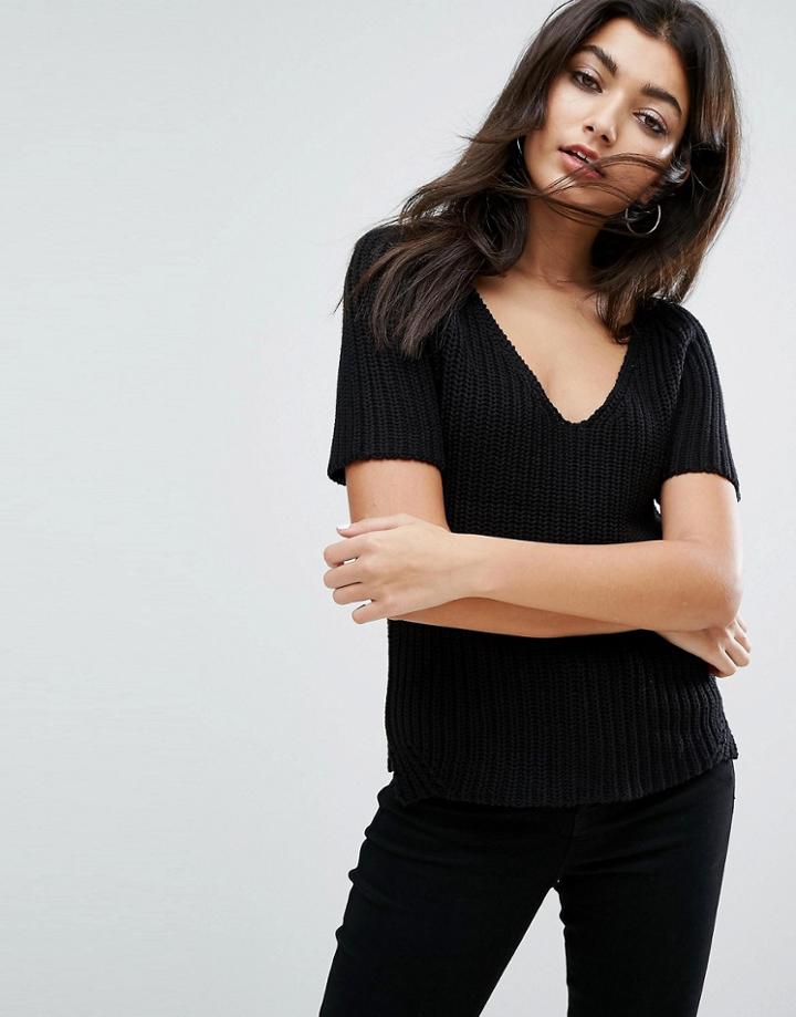 Noisy May Short Sleeve Knit - Black