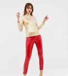 Warehouse X Ashish Sequin Leggings In Red - Red