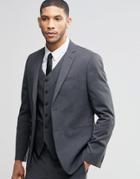Asos Slim Suit Jacket In Charcoal - Gray