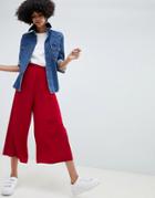 Asos Design Tailored Easy Elasticated Waist Soft Culottes - Red