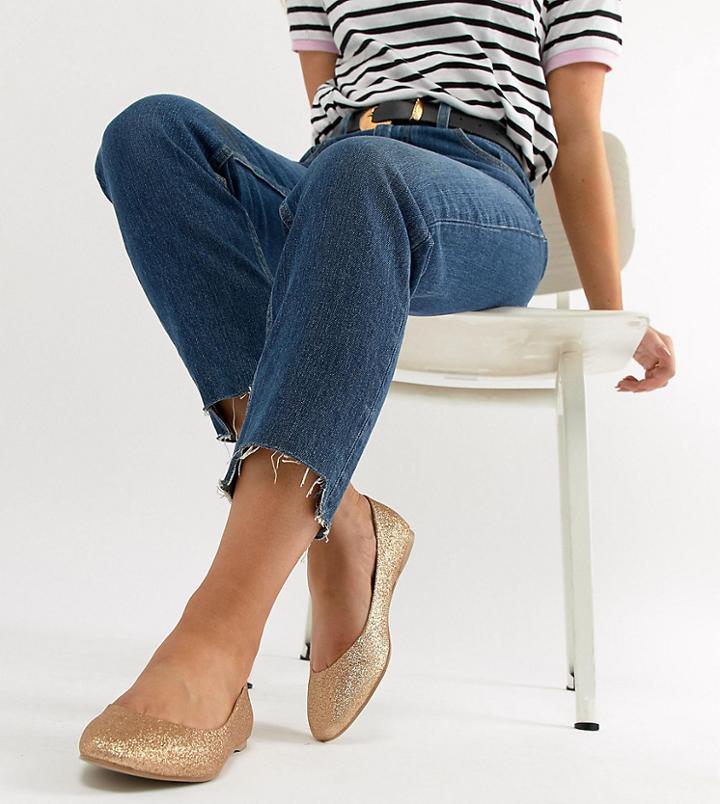 Asos Design Lassie Wide Fit Ballet Flats - Gold