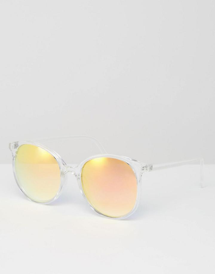 Asos Round Oversized Sunglasses In Fine Frame - Clear