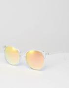 Asos Round Oversized Sunglasses In Fine Frame - Clear