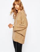 Vila Knitted Cape Sweater - Camel