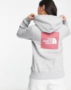 The North Face Redbox Back Print Hoodie In Gray