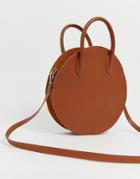 Asos Design Leather Structured Circle Shopper Bag - Tan