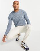 Le Breve Heavy Cable Knit Sweater In Light Gray-grey