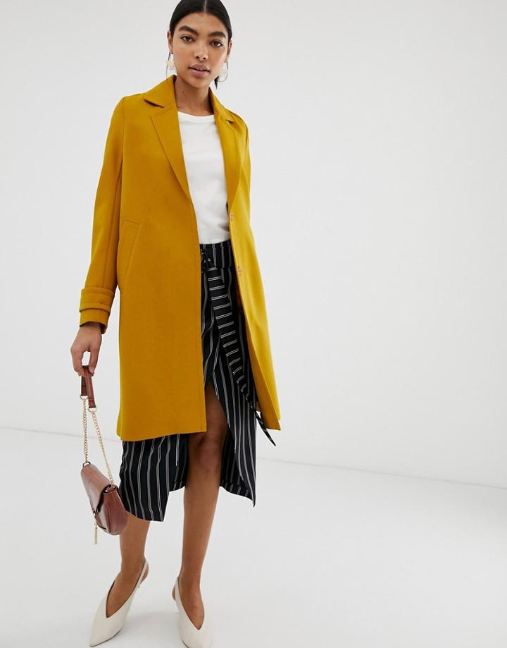 Asos Design Crepe Coat - Yellow