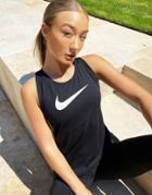 Nike Running Swoosh Logo Tank In Black