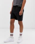 Bershka Jogger Shorts With Side Taping In Black - Black