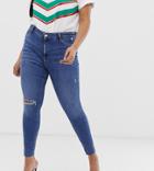 River Island Plus Molly Serena Jeans In Mid Wash - Blue