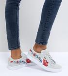 Puma Suede Embellished Sneakers In Gray - White