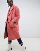 Asos White Mohair Duster Coat - Pink
