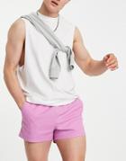 Asos Design Skinny Super Short Chino Shorts With Elasticated Waist In Bright Pink