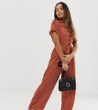 Miss Selfridge Petite Utility Jumpsuit In Animal Print-tan