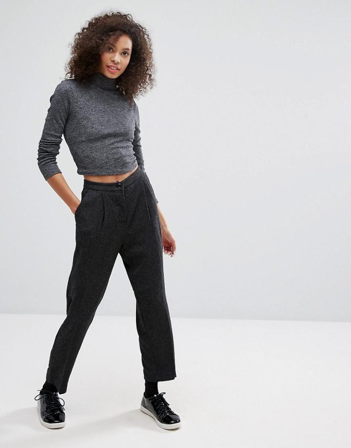 Monki Peg Flecked Pants - Gray