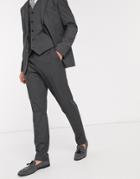 Asos Design Slim Suit Pants In Charcoal-grey