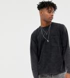 Heart & Dagger Oversized Acid Washed T-shirt In Washed Black - Black