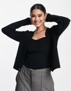 Topshop Knitted Cardi In Black - Part Of A Set