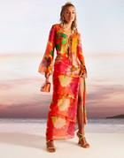 Asos Design Ruffle Maxi Skirt In Bold Floral Print-multi