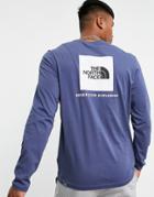 The North Face Red Box Long Sleeve T-shirt In Blue-navy