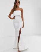 Jarlo Bandeau Overlay Maxi Dress In Ivory-white