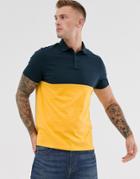 Asos Design Organic Polo Shirt With Contrast Yoke In Yellow
