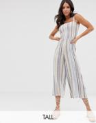 New Look Tall Shirred Jumpsuit In Multi Stripe