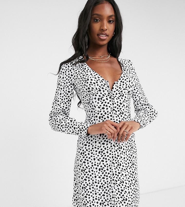 Glamorous Tall Mini Dress With V-neck In Dots Print-black