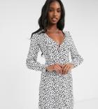 Glamorous Tall Mini Dress With V-neck In Dots Print-black
