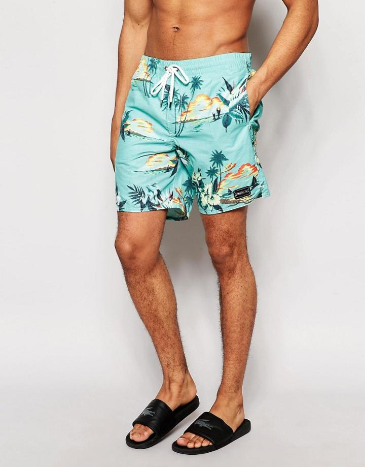 O'neill Hawaiian Swim Shorts In Green - Green