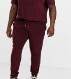 Asos Design Plus Two-piece Skinny Sweatpants In Towelling In Burgundy