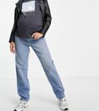 Asos Design Maternity High Waist 'slouchy' Mom Jeans In Stonewash-blues