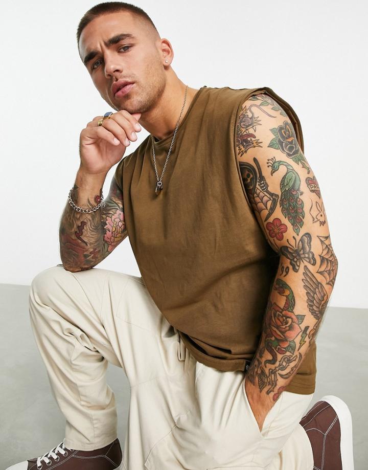 Pull & Bear Oversized Tank Top In Brown