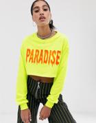 The Ragged Priest Cropped T-shirt With Slogan-yellow