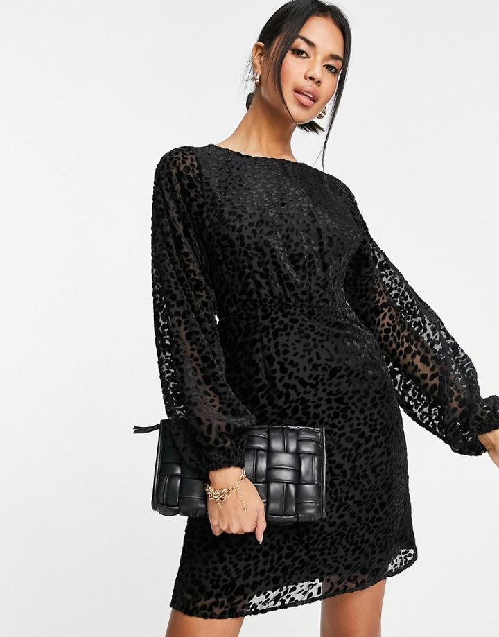 Y.a.s Animal Print Burnout Mini Dress In Black