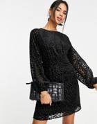 Y.a.s Animal Print Burnout Mini Dress In Black