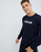 French Connection Fcuk Logo Crew Neck Sweater-navy