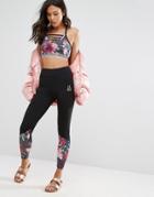 Lipsy Black Floral Paneled Leggings - Black