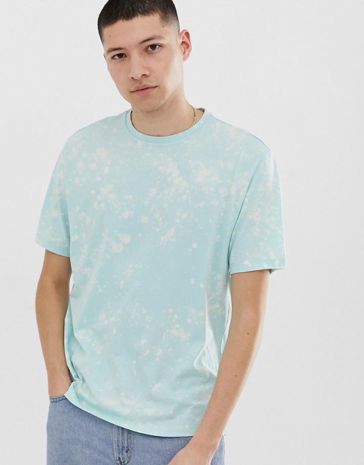 Asos Design Relaxed T-shirt In Washed Out Tie Dye In Blue-green