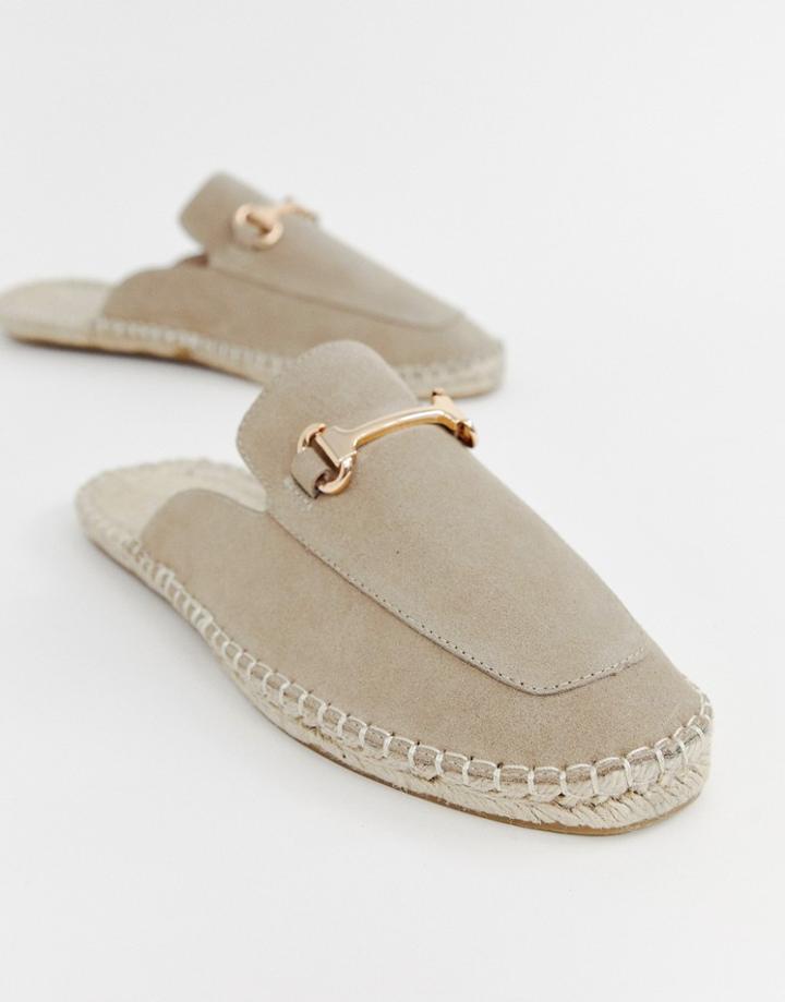 Asos Design Mule Espadrilles In Stone Suede With Snaffle